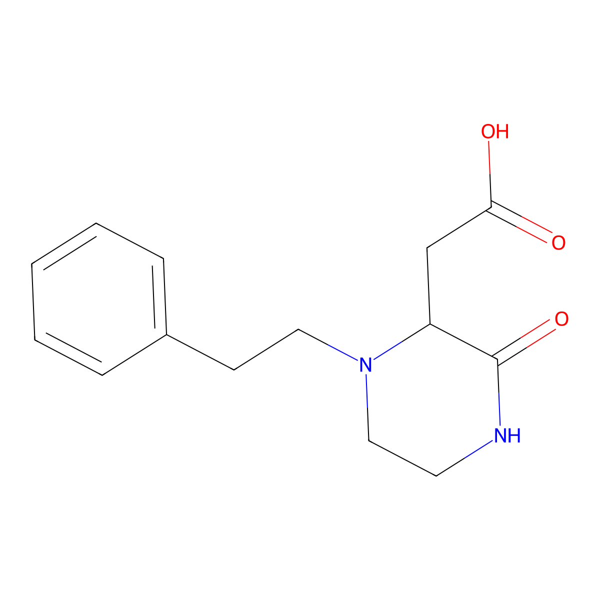 [3-Oxo-1-(2-phenylethyl)-2-piperazinyl]acetic acid molecular structure, CAS 1093653-75-8