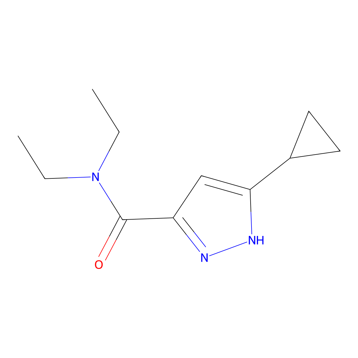 3-cyclopropyl-N,N-diethyl-1H-pyrazole-5-carboxamide molecular structure, CAS 1093653-91-8