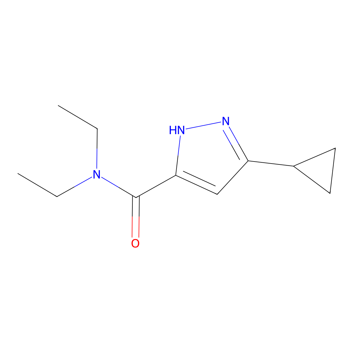3-cyclopropyl-N,N-diethyl-1H-pyrazole-5-carboxamide molecular structure, CAS 1093653-91-8