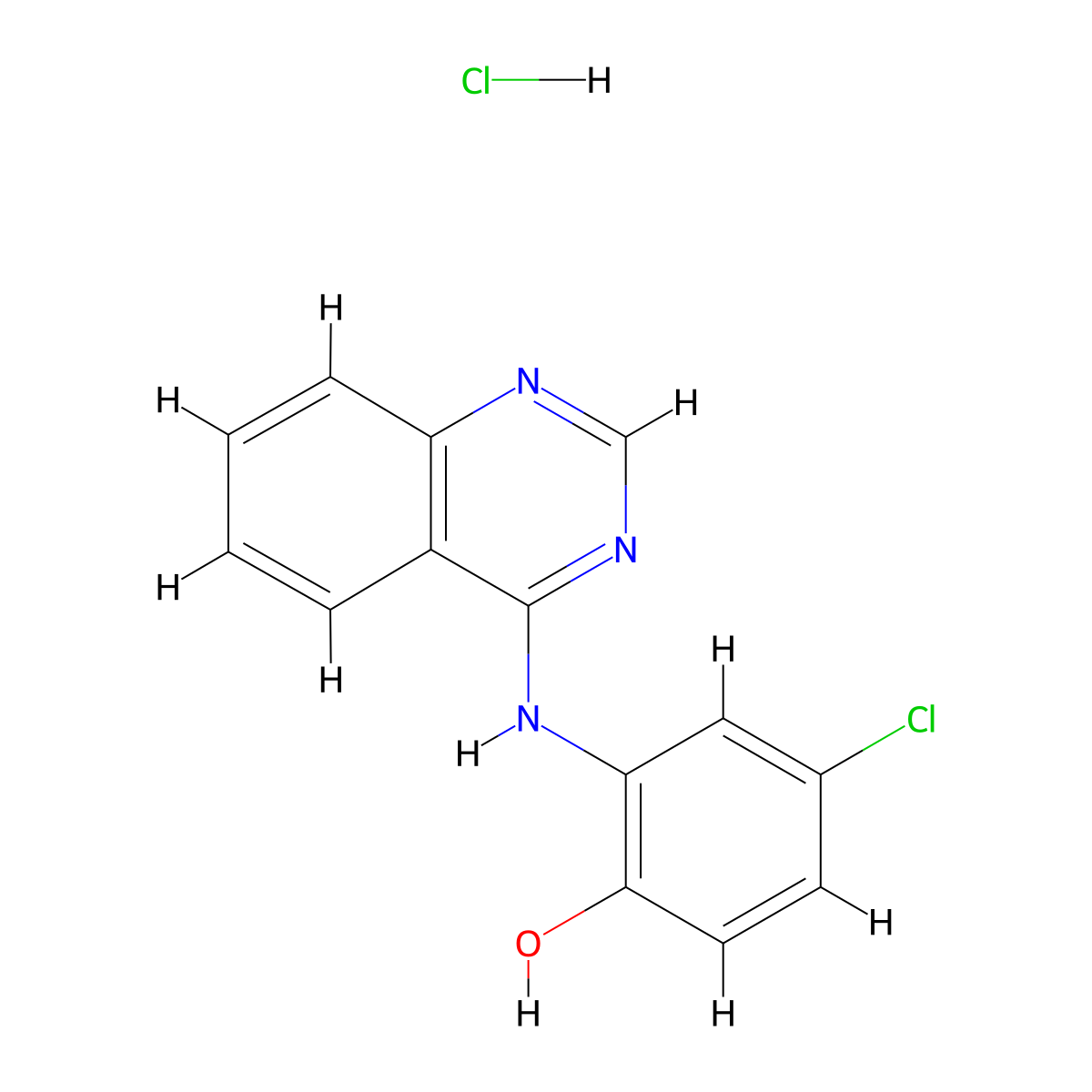 4-Chloro-2-(4-quinazolinylamino)phenol hydrochloride molecular structure, CAS 1093660-83-3