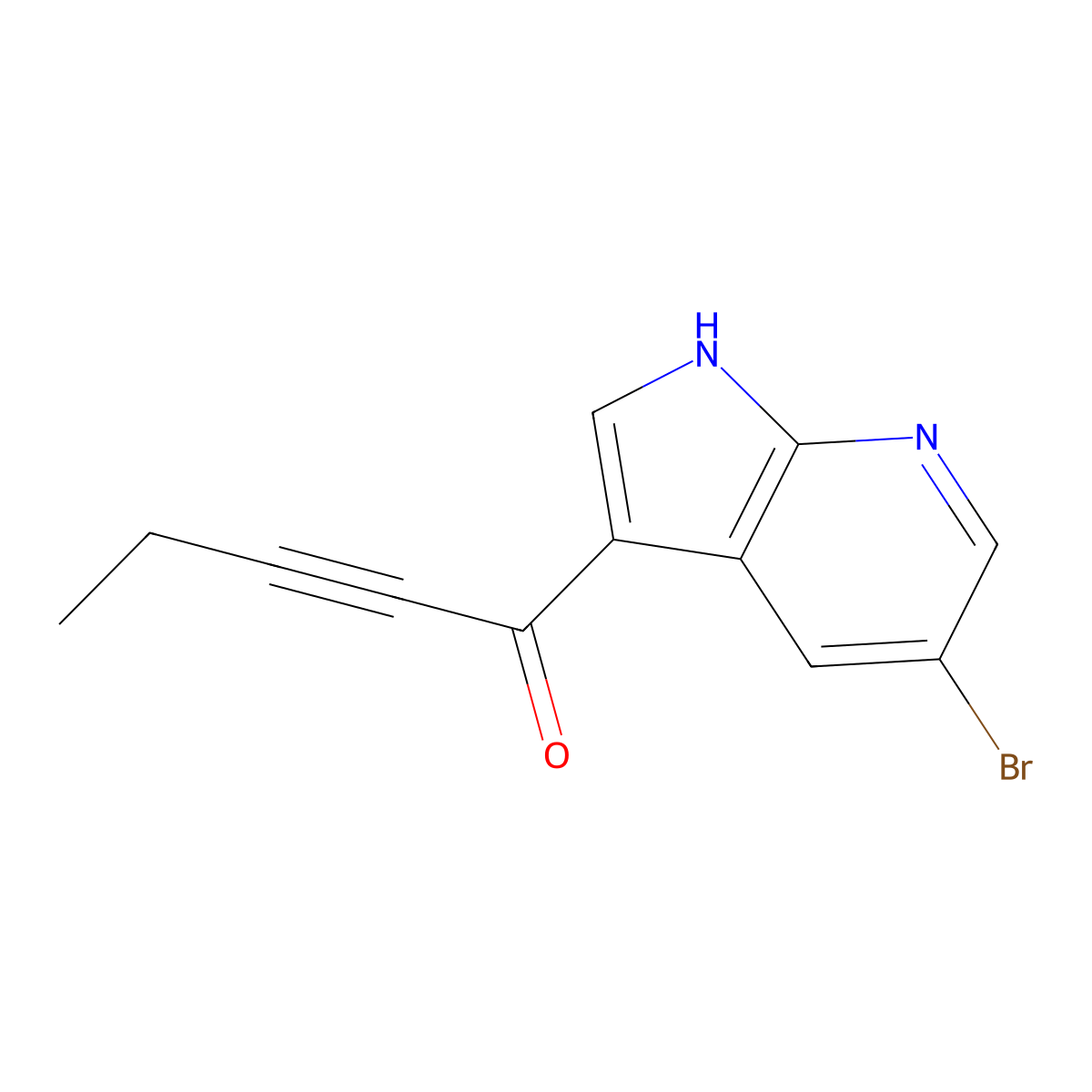 1-(5-bromo-1H-pyrrolo[2,3-b]pyridin-3-yl)pent-2-yn-1-one molecular structure, CAS 1093676-96-0