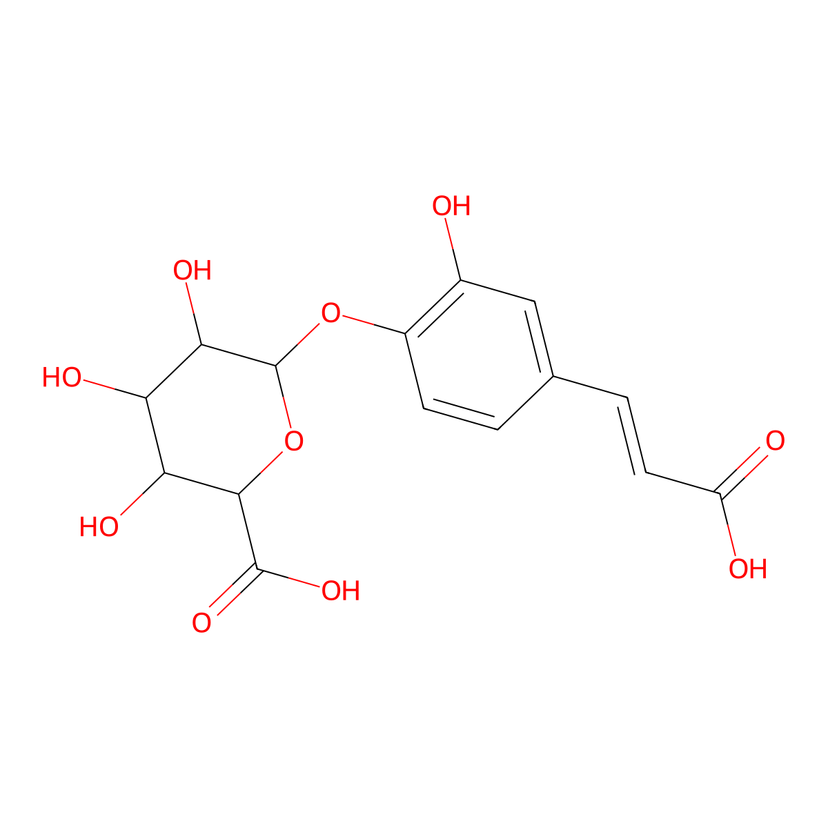 Caffeic acid 4-O-glucuronide molecular structure, CAS 1093679-71-0