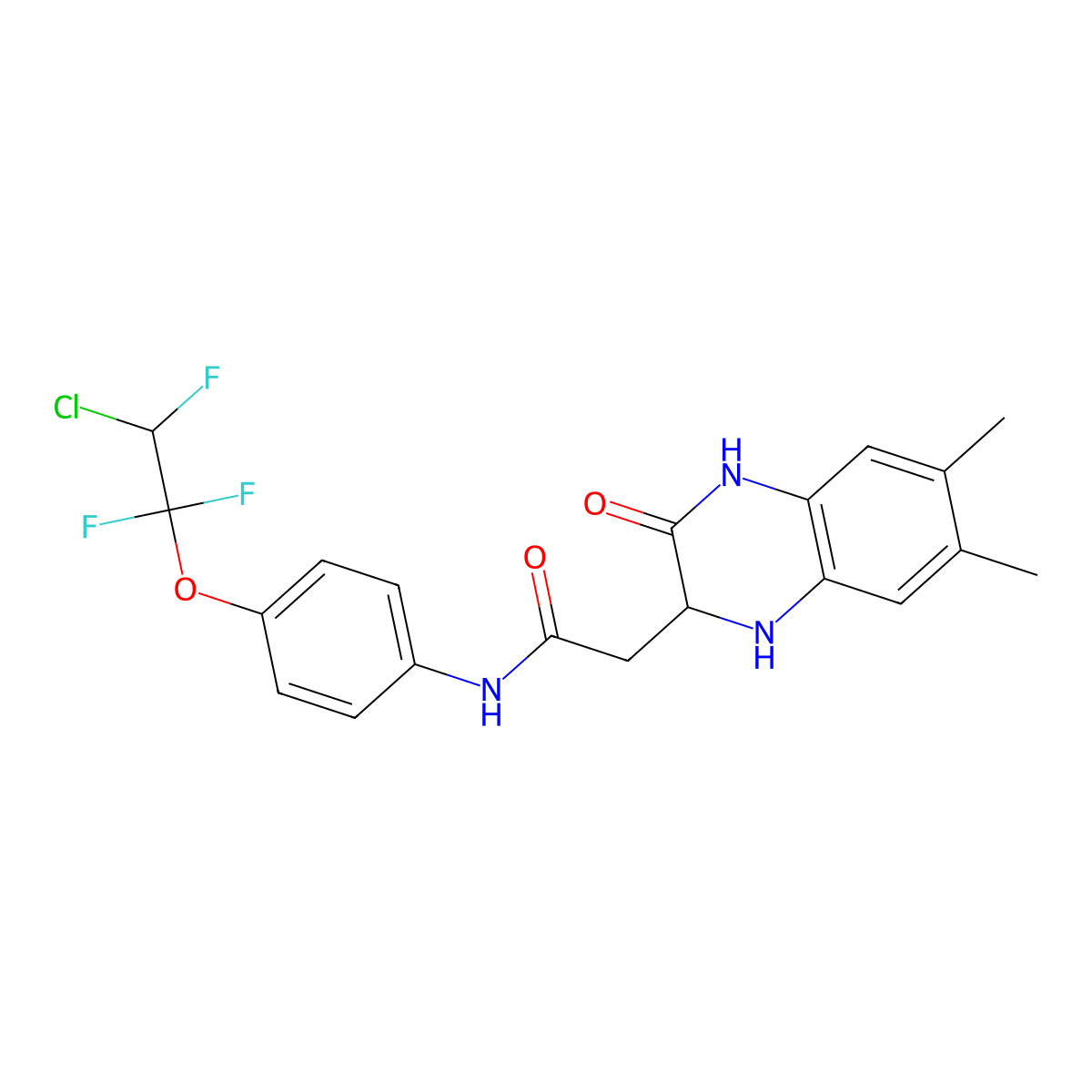 N-[4-(2-chloro-1,1,2-trifluoroethoxy)phenyl]-2-(6,7-dimethyl-3-oxo-1,2,3,4-tetrahydroquinoxalin-2-yl)acetamide molecular structure, CAS 1093680-97-7