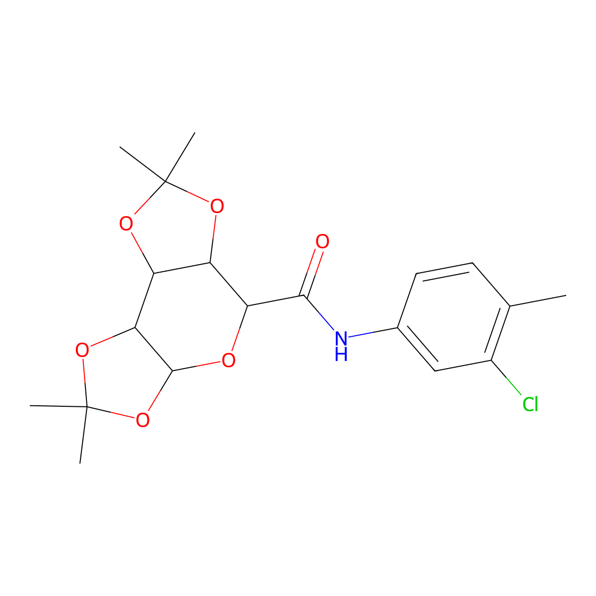 (5aS,8aR)-N-(3-chloro-4-methylphenyl)-2,2,7,7-tetramethyltetrahydro-3aH-bis([1,3]dioxolo)[4,5-b:4',5'-d]pyran-5-carboxamide molecular structure, CAS 1093730-64-3