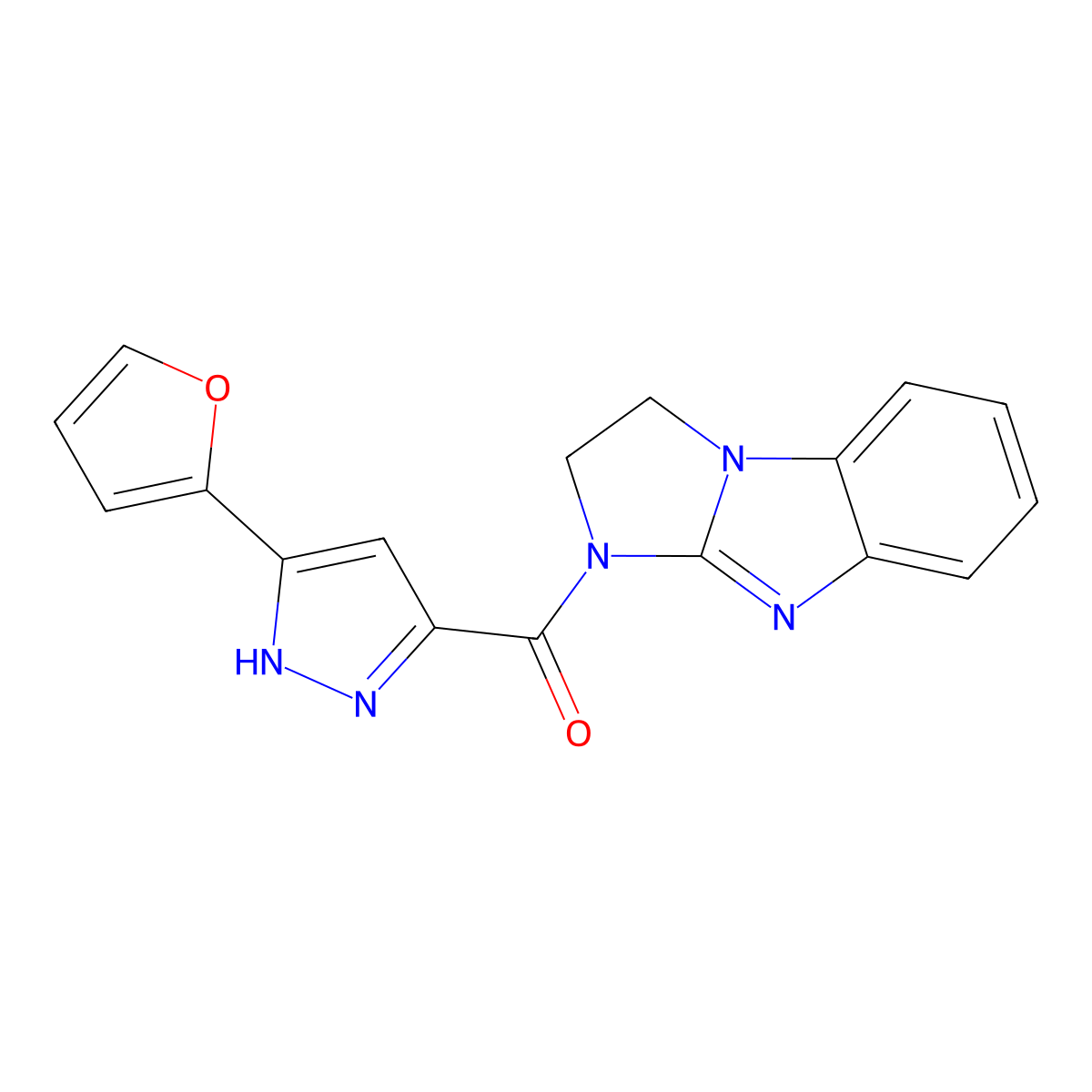 5-[5-(furan-2-yl)-1H-pyrazole-3-carbonyl]-2,5,7-triazatricyclo[6.4.0.0^{2,6}]dodeca-1(8),6,9,11-tetraene molecular structure, CAS 1093732-67-2