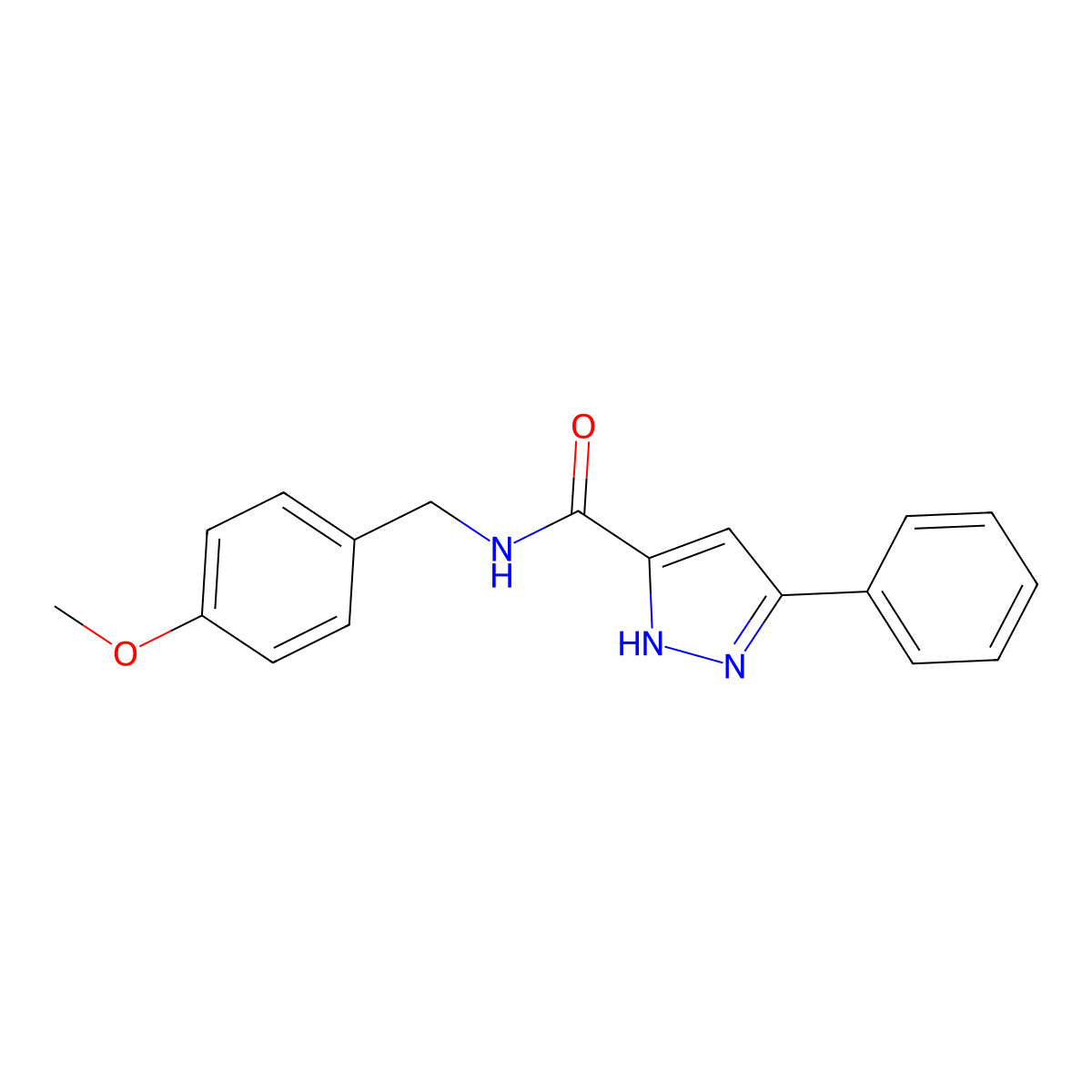 N-[(4-methoxyphenyl)methyl]-3-phenyl-1H-pyrazole-5-carboxamide molecular structure, CAS 1093738-86-3