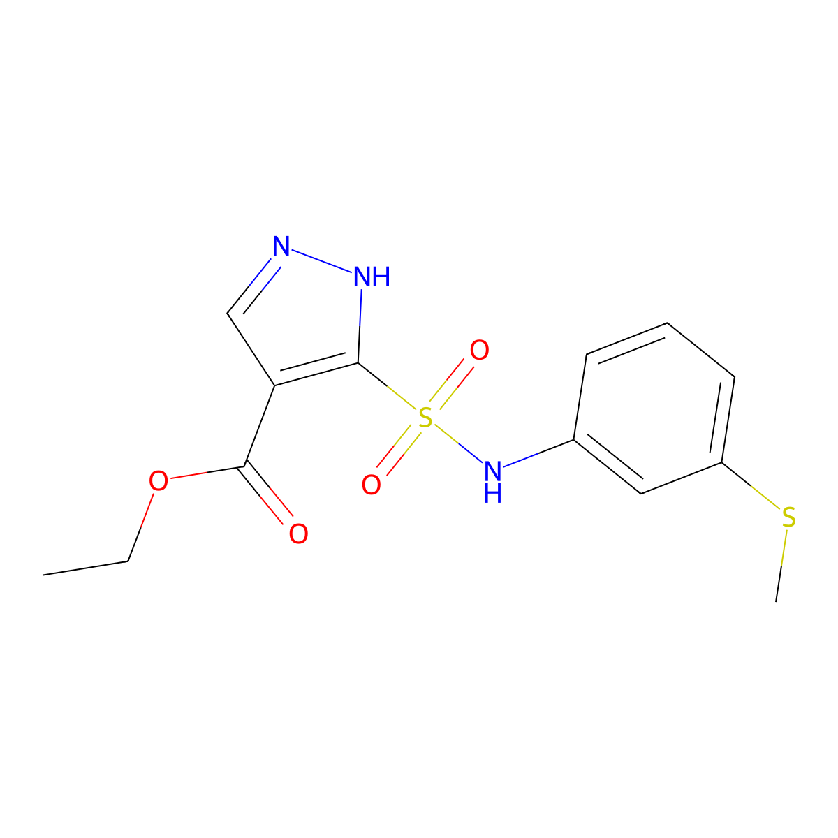 ethyl 5-{[3-(methylsulfanyl)phenyl]sulfamoyl}-1H-pyrazole-4-carboxylate molecular structure, CAS 1093741-28-6