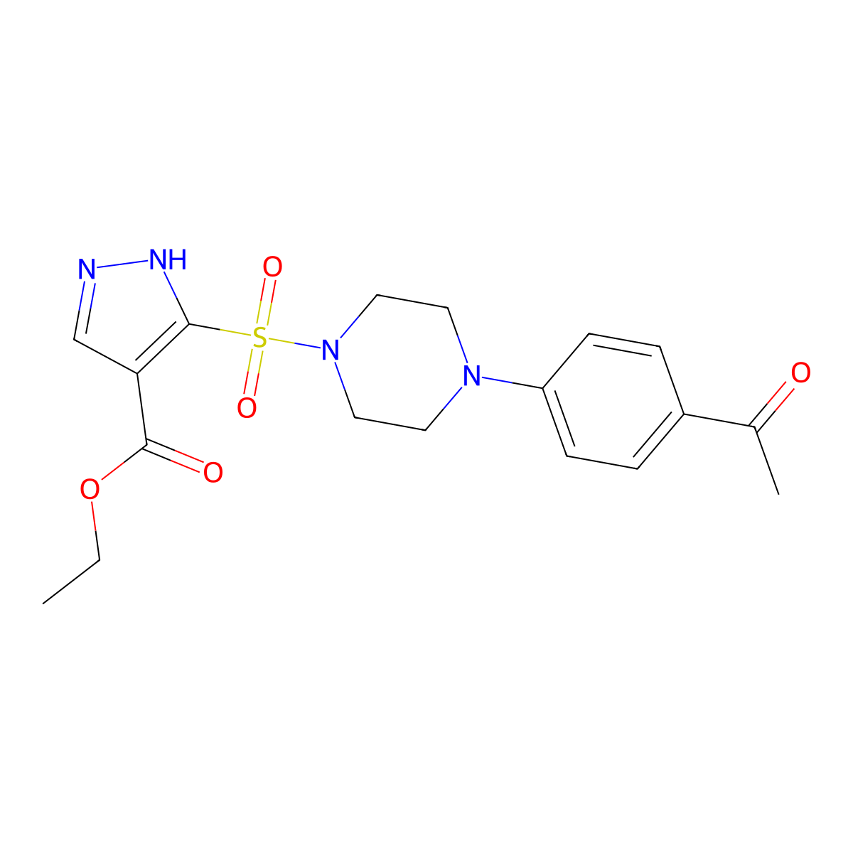 ethyl 5-((4-(4-acetylphenyl)piperazin-1-yl)sulfonyl)-1H-pyrazole-4-carboxylate molecular structure, CAS 1093742-38-1