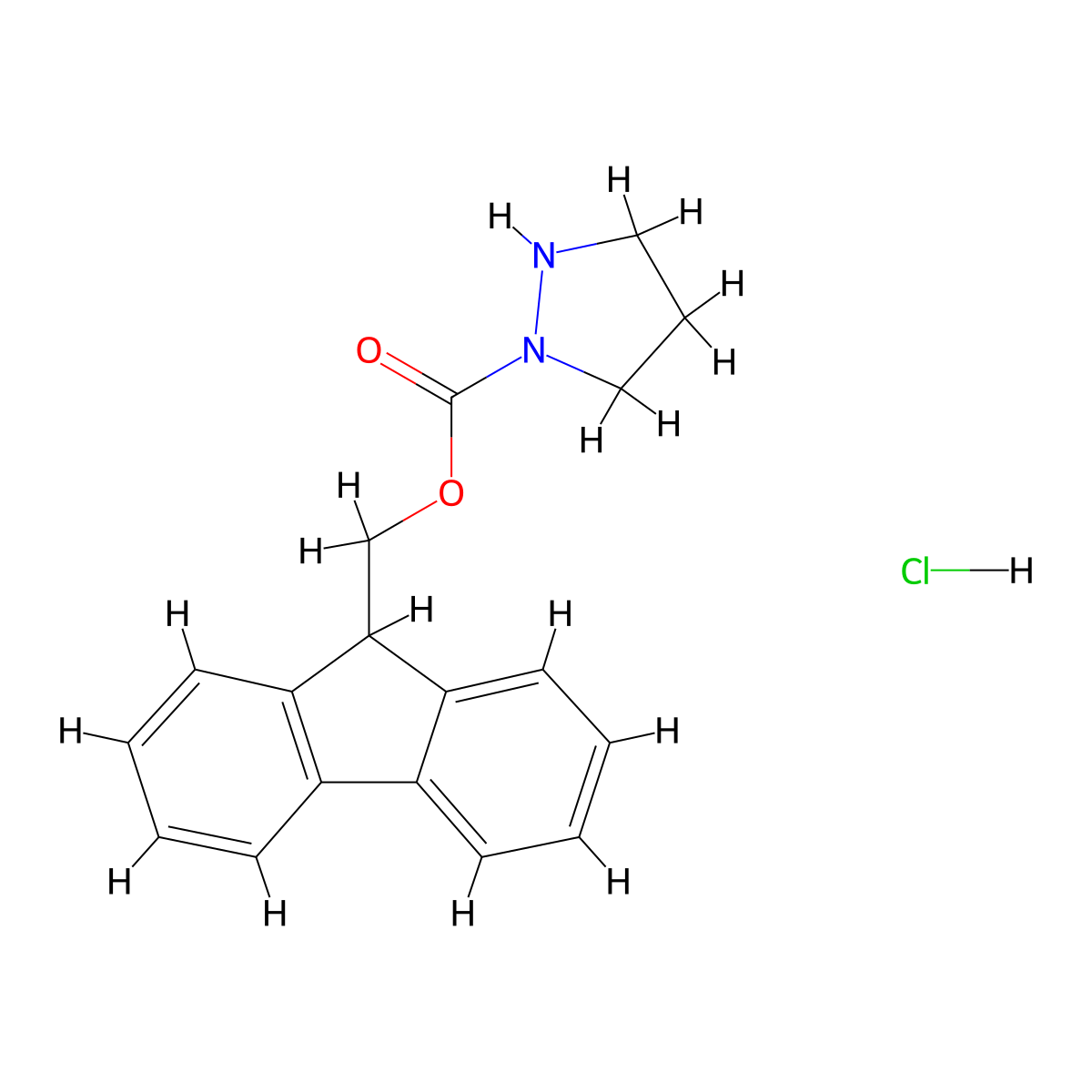 (9H-Fluoren-9-yl)methyl pyrazolidine-1-carboxylate hydrochloride molecular structure, CAS 1093755-81-7