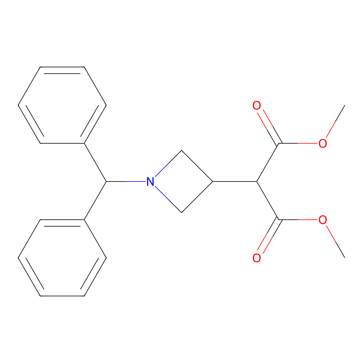 Dimethyl 2-(1-benzhydrylazetidin-3-yl)malonate molecular structure, CAS 1093758-71-4