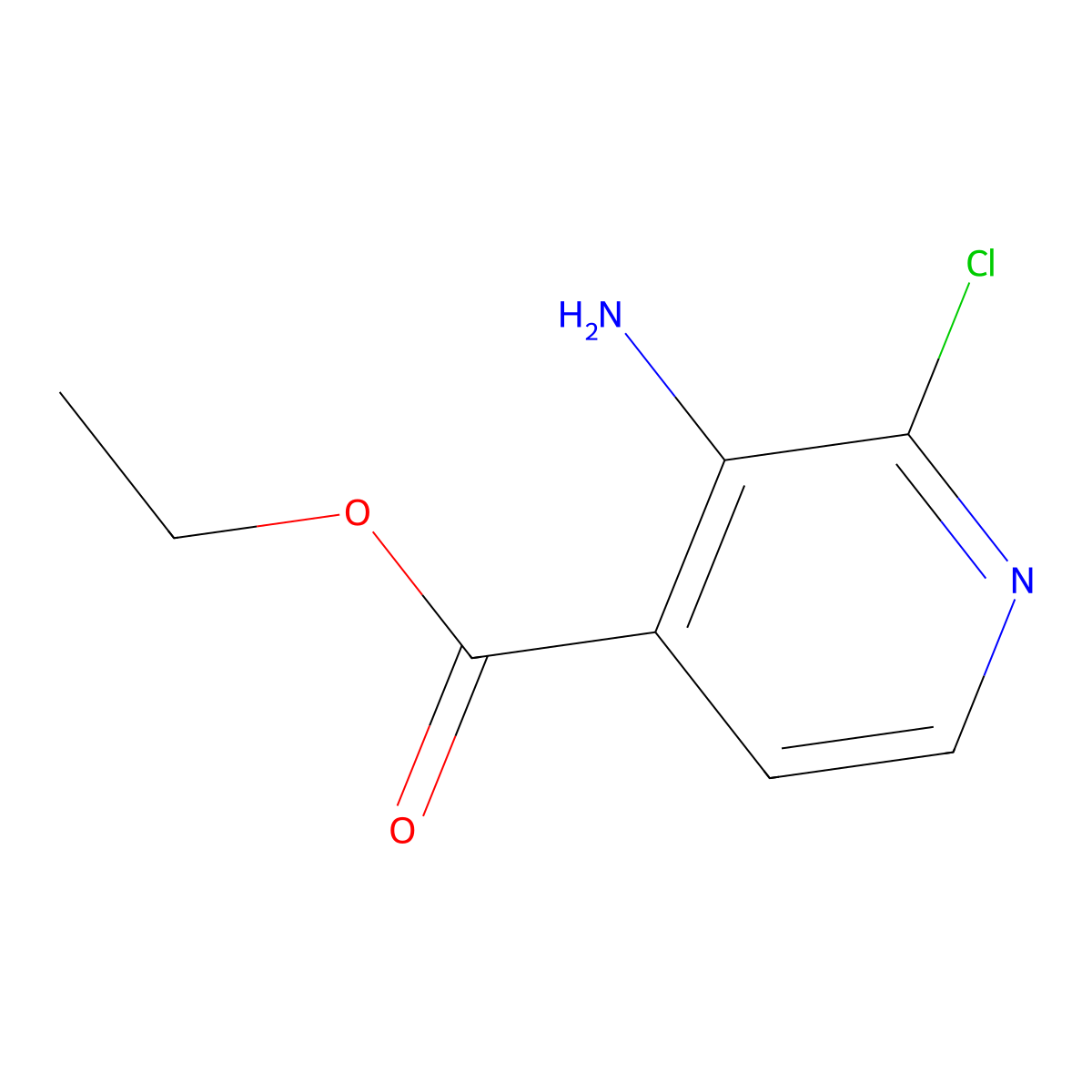 Ethyl 3-amino-2-chloroisonicotinate molecular structure, CAS 1093759-41-1
