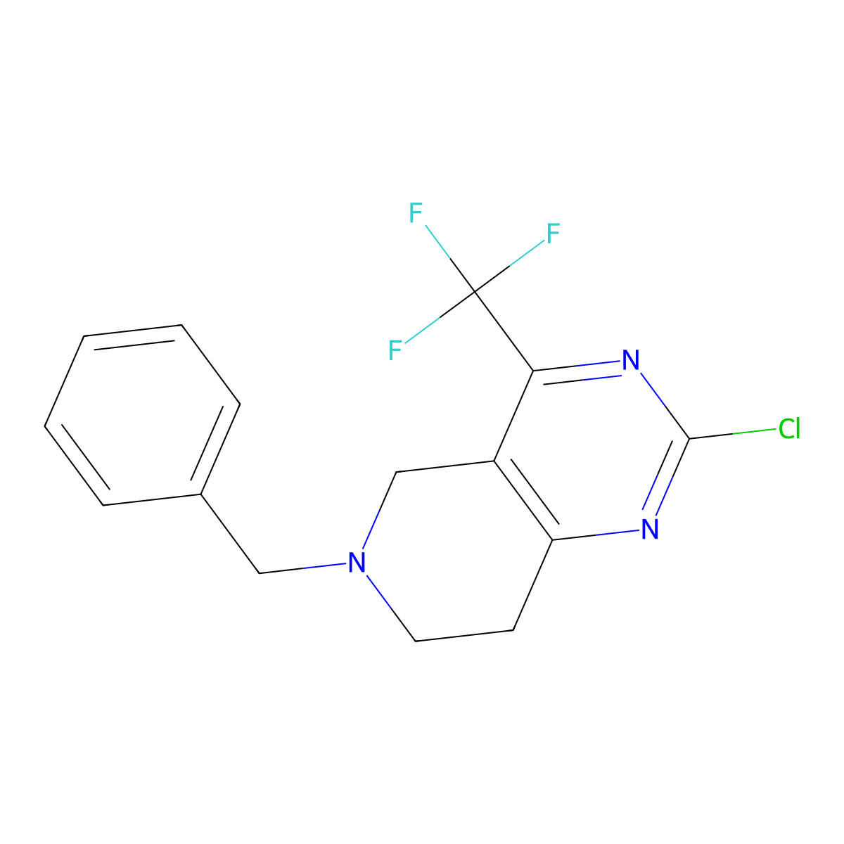 6-benzyl-2-chloro-4-(trifluoromethyl)-5H,6H,7H,8H-pyrido[4,3-d]pyrimidine molecular structure, CAS 1093759-86-4