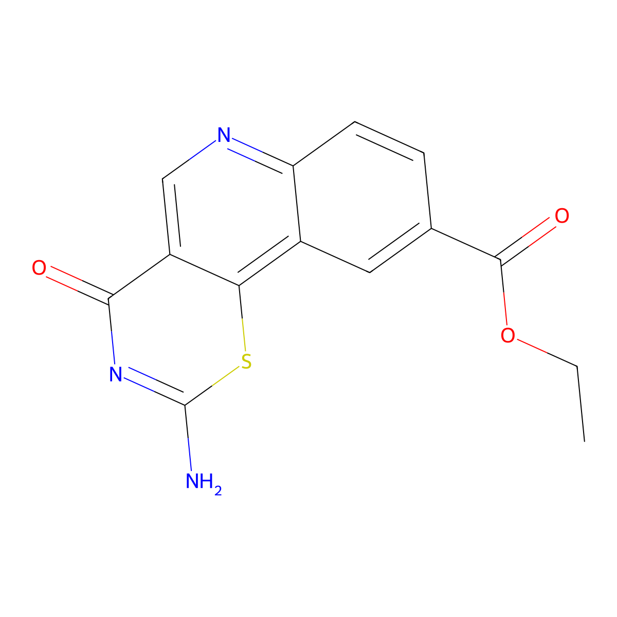 ethyl 2-amino-4-oxo-4H-[1,3]thiazino[5,6-c]quinoline-9-carboxylate molecular structure, CAS 1093760-14-5