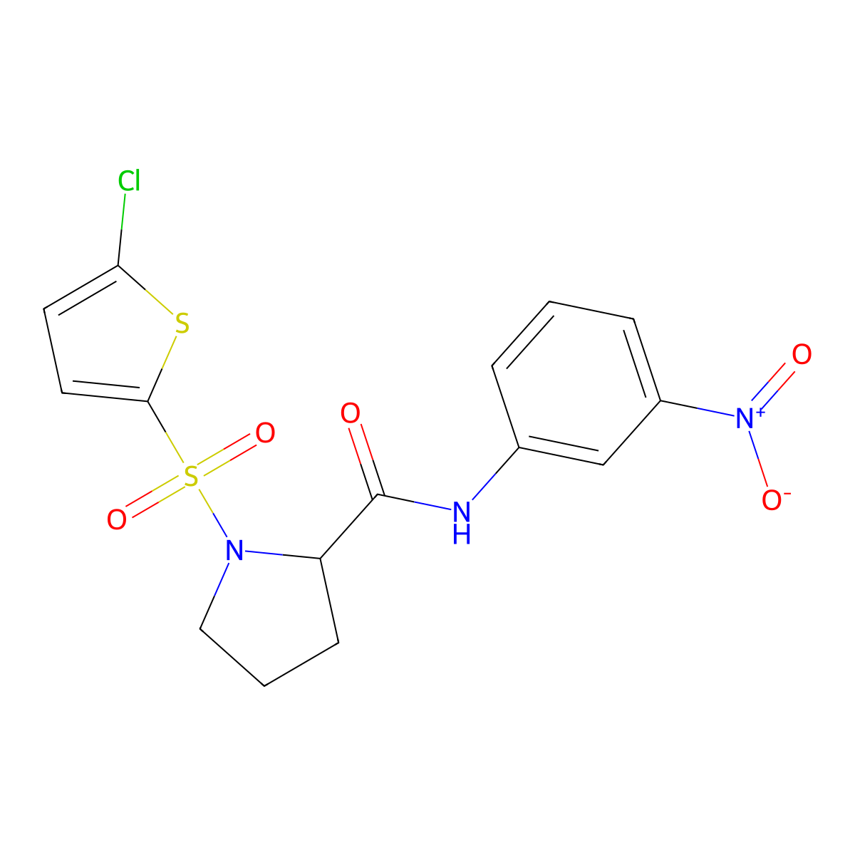 1-((5-chlorothiophen-2-yl)sulfonyl)-N-(3-nitrophenyl)pyrrolidine-2-carboxamide molecular structure, CAS 1093770-08-1
