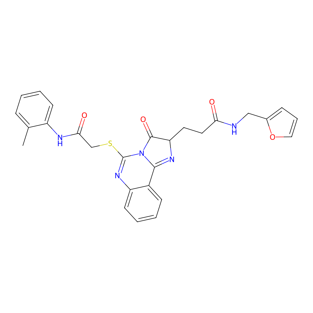 N-[(furan-2-yl)methyl]-3-[5-({[(2-methylphenyl)carbamoyl]methyl}sulfanyl)-3-oxo-2H,3H-imidazo[1,2-c]quinazolin-2-yl]propanamide molecular structure, CAS 1093807-79-4