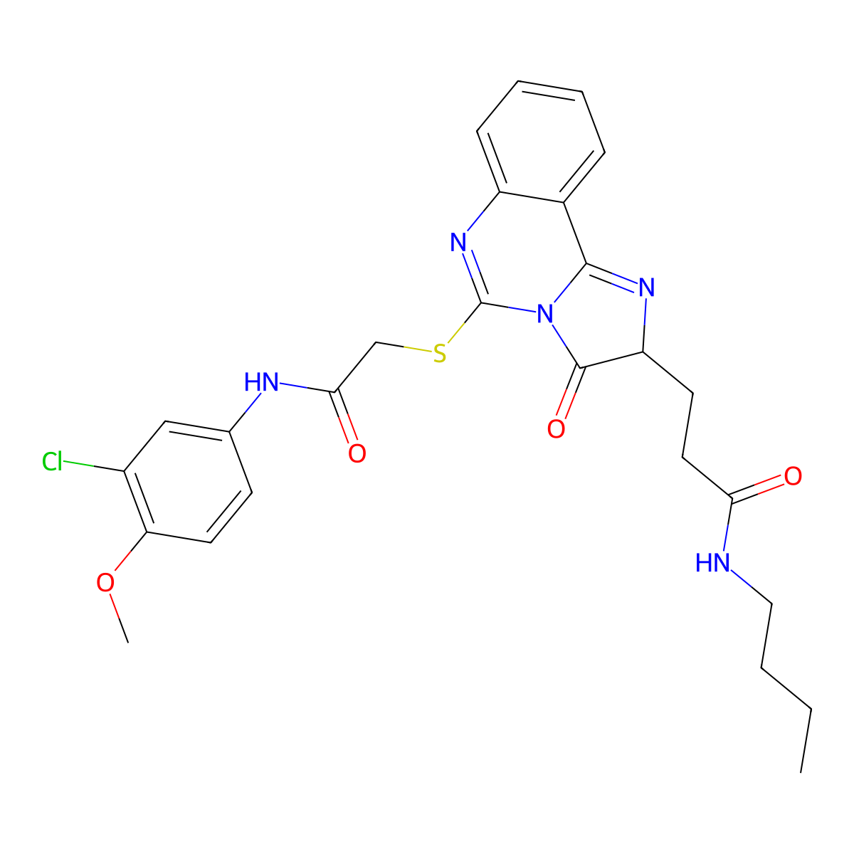 N-butyl-3-[5-({[(3-chloro-4-methoxyphenyl)carbamoyl]methyl}sulfanyl)-3-oxo-2H,3H-imidazo[1,2-c]quinazolin-2-yl]propanamide molecular structure, CAS 1093808-67-3