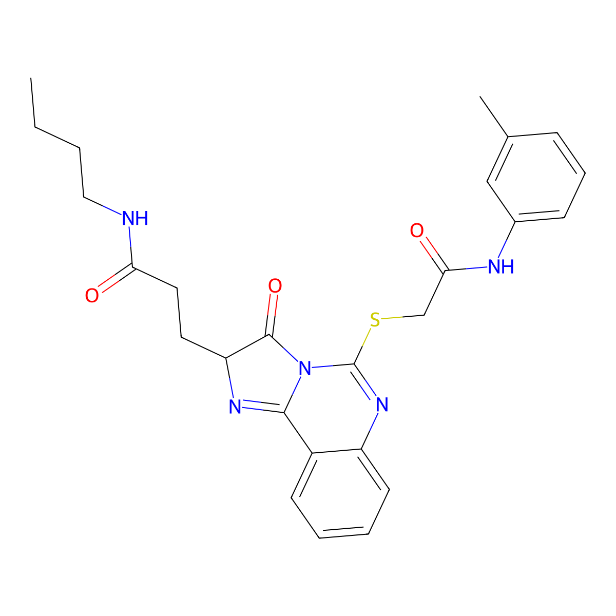N-butyl-3-[5-({[(3-methylphenyl)carbamoyl]methyl}sulfanyl)-3-oxo-2H,3H-imidazo[1,2-c]quinazolin-2-yl]propanamide molecular structure, CAS 1093808-97-9