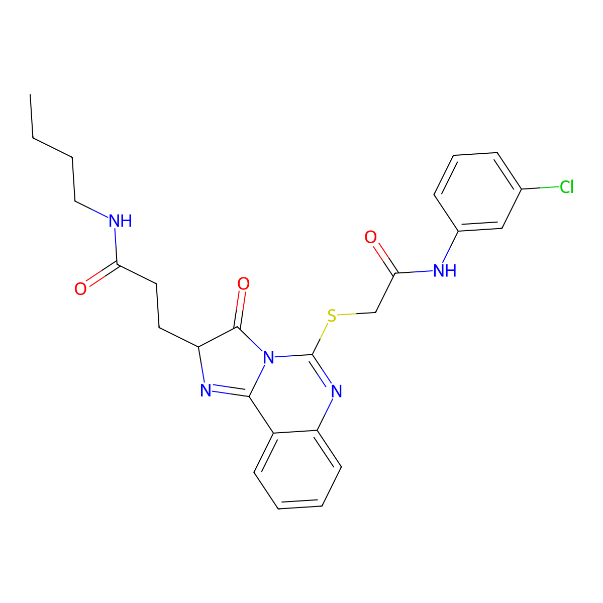 N-butyl-3-[5-({[(3-chlorophenyl)carbamoyl]methyl}sulfanyl)-3-oxo-2H,3H-imidazo[1,2-c]quinazolin-2-yl]propanamide molecular structure, CAS 1093808-99-1