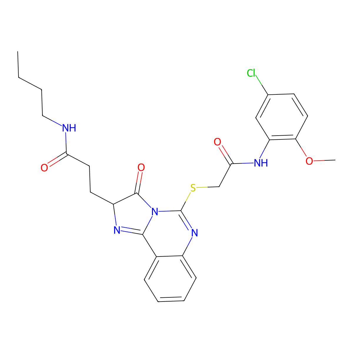 N-butyl-3-[5-({[(5-chloro-2-methoxyphenyl)carbamoyl]methyl}sulfanyl)-3-oxo-2H,3H-imidazo[1,2-c]quinazolin-2-yl]propanamide molecular structure, CAS 1093809-24-5