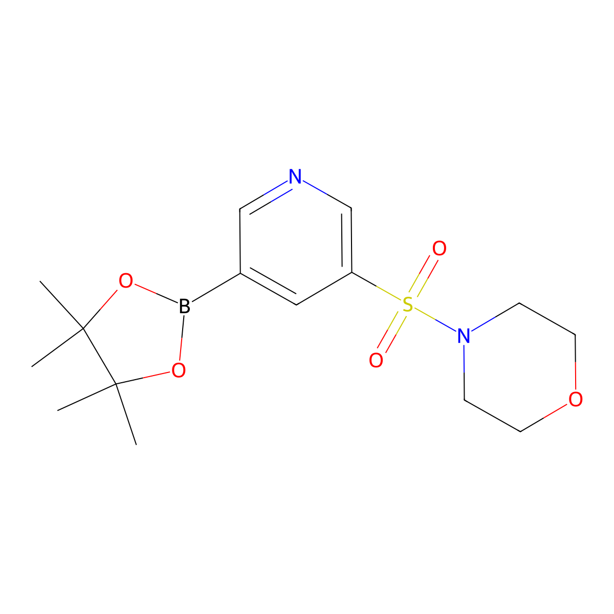 4-((5-(4,4,5,5-Tetramethyl-1,3,2-dioxaborolan-2-yl)pyridin-3-yl)sulfonyl)morpholine molecular structure, CAS 1093819-54-5