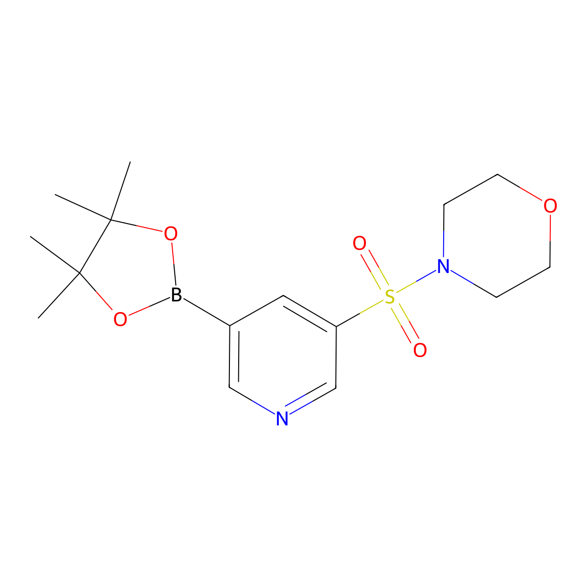 4-((5-(4,4,5,5-Tetramethyl-1,3,2-dioxaborolan-2-yl)pyridin-3-yl)sulfonyl)morpholine molecular structure, CAS 1093819-54-5