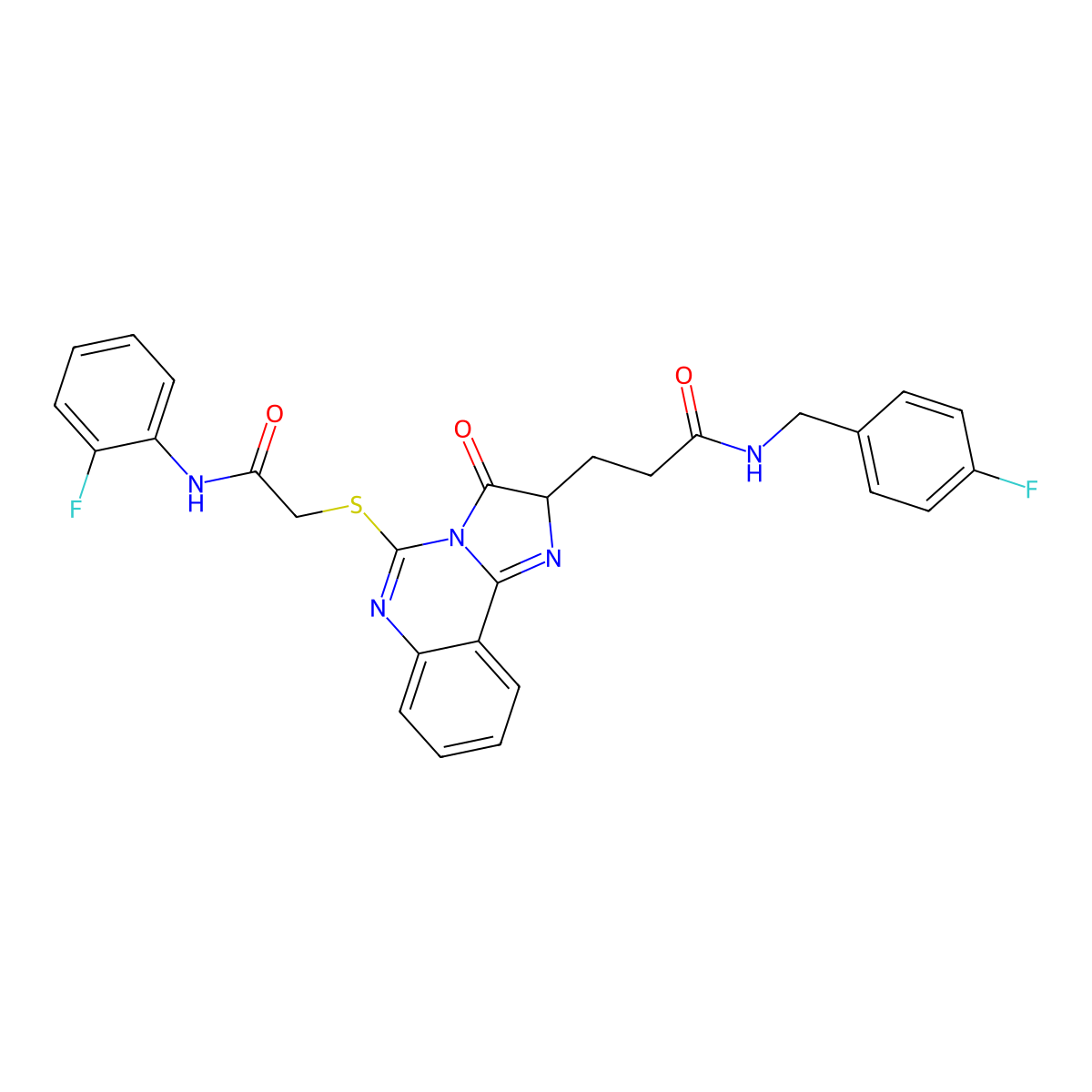 3-[5-({[(2-fluorophenyl)carbamoyl]methyl}sulfanyl)-3-oxo-2H,3H-imidazo[1,2-c]quinazolin-2-yl]-N-[(4-fluorophenyl)methyl]propanamide molecular structure, CAS 1093822-20-8