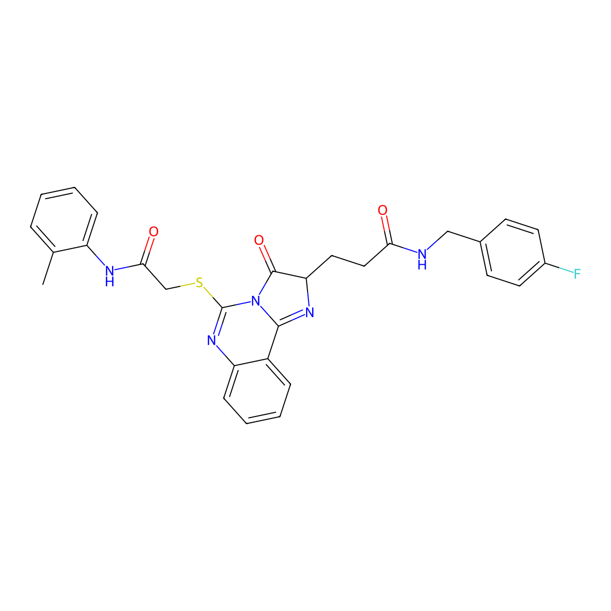 N-[(4-fluorophenyl)methyl]-3-[5-({[(2-methylphenyl)carbamoyl]methyl}sulfanyl)-3-oxo-2H,3H-imidazo[1,2-c]quinazolin-2-yl]propanamide molecular structure, CAS 1093829-38-9