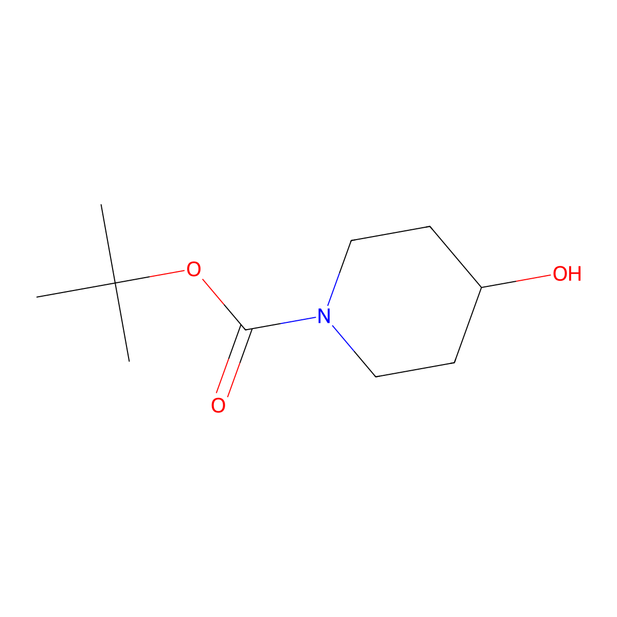 Tert-butyl 4-hydroxypiperidine-1-carboxylate molecular structure, CAS 109384-19-2