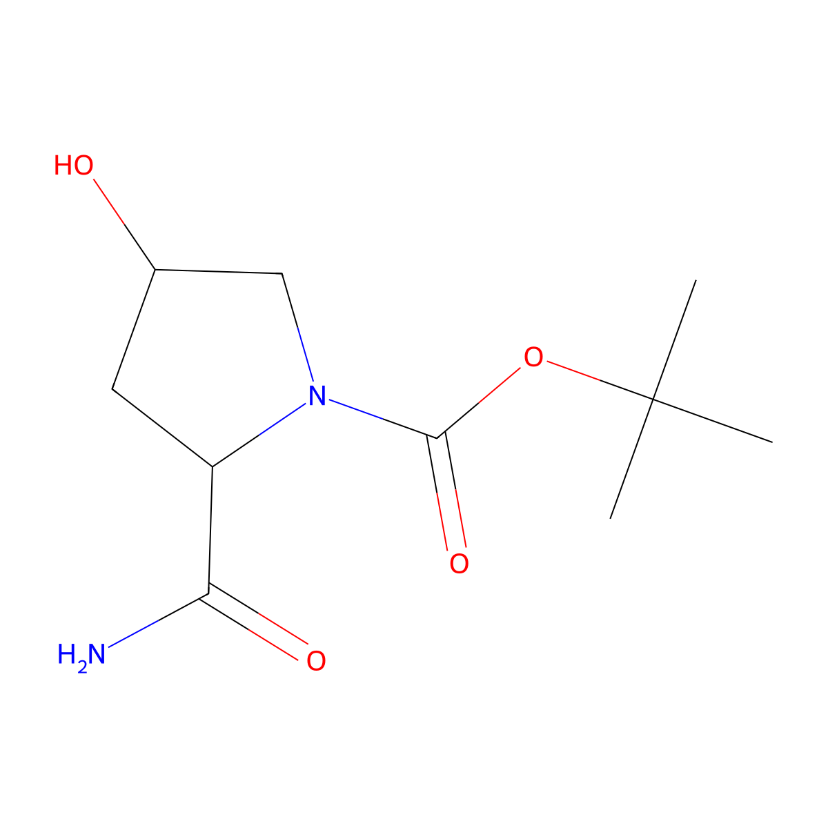 (2S,4R)-1-Boc-2-carbamoyl-4-hydroxypyrrolidine molecular structure, CAS 109384-24-9