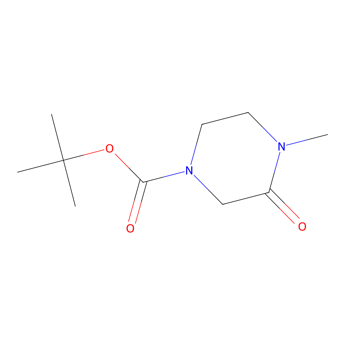 Tert-butyl 4-methyl-3-oxopiperazine-1-carboxylate molecular structure, CAS 109384-26-1
