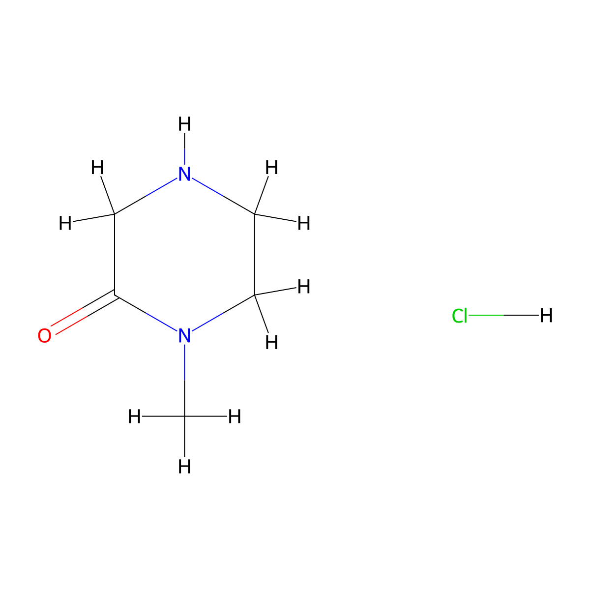 1-Methylpiperazin-2-one--hydrogen chloride (1/1) molecular structure, CAS 109384-27-2