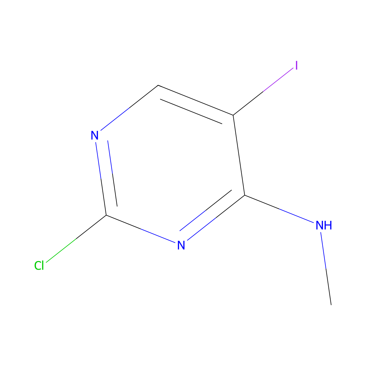 2-chloro-5-iodo-N-methylpyrimidin-4-amine molecular structure, CAS 1093847-70-1
