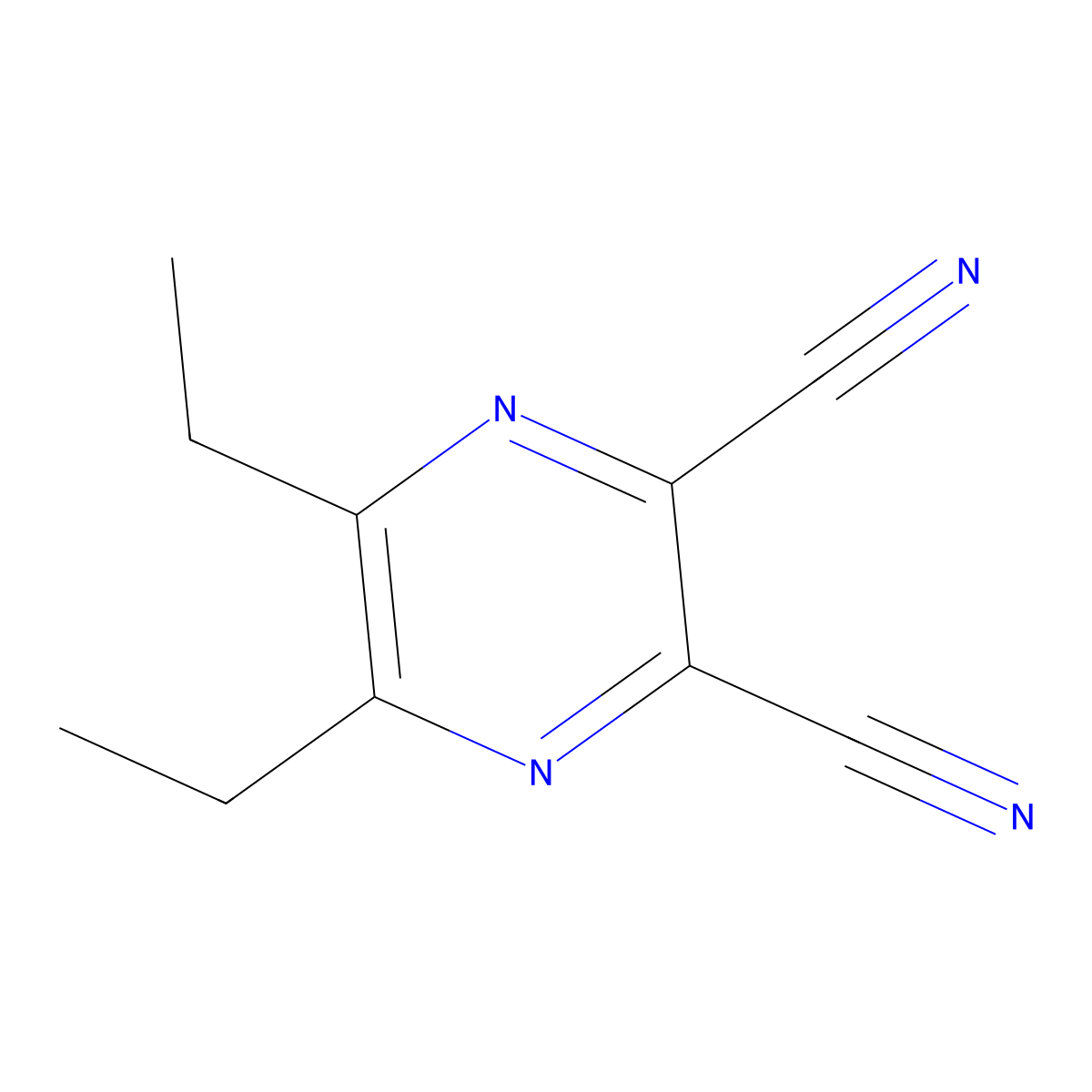 5,6-Diethylpyrazine-2,3-dicarbonitrile molecular structure, CAS 109385-79-7