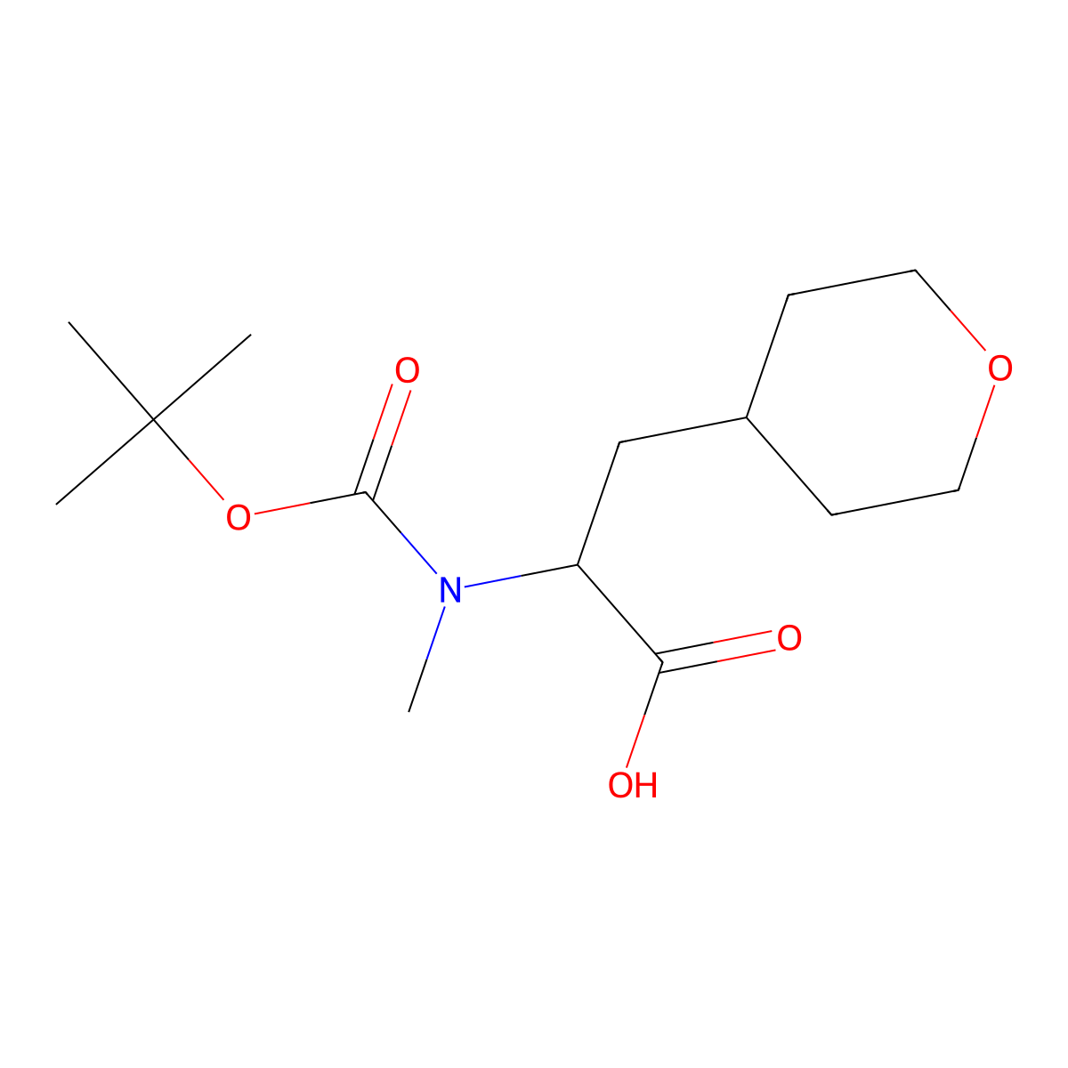 Boc-N-Me-L-Ala(tetrahydropyran-4-yl)-OH molecular structure, CAS 1093865-13-4