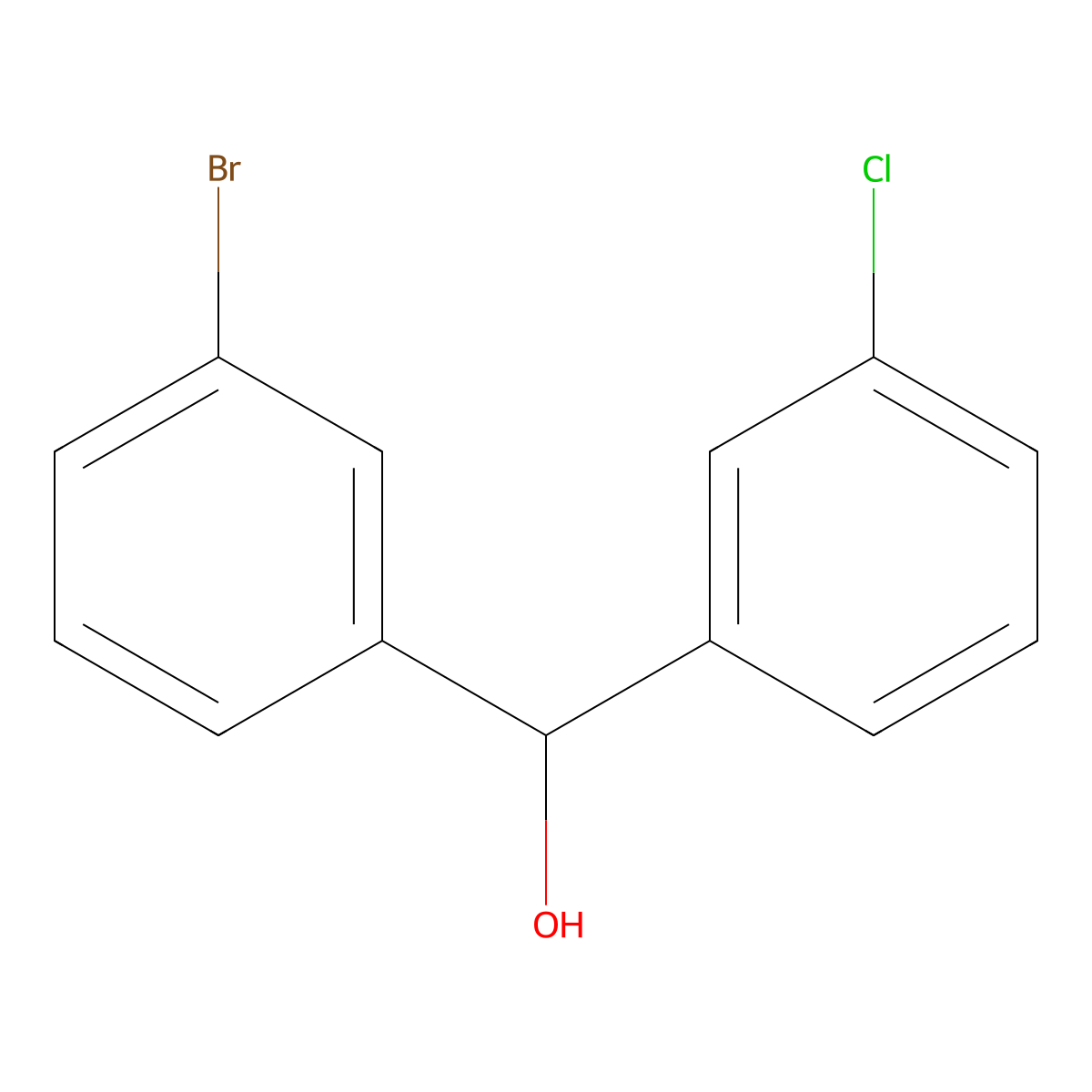 (3-Bromophenyl)(3-chlorophenyl)methanol molecular structure, CAS 1093865-36-1