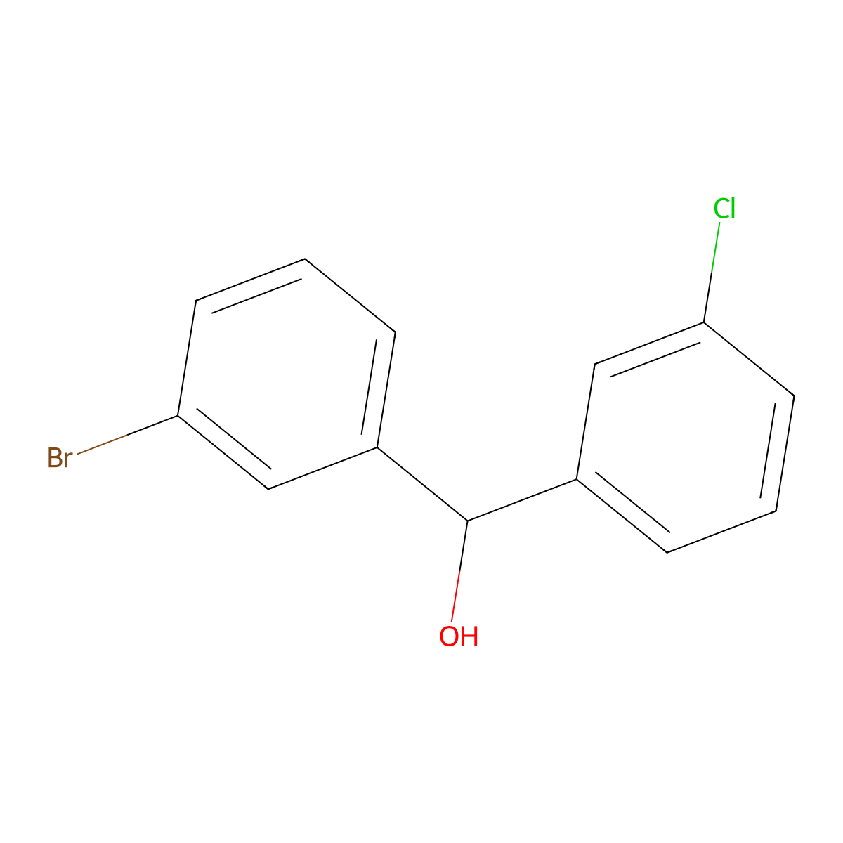 (3-Bromophenyl)(3-chlorophenyl)methanol molecular structure, CAS 1093865-36-1