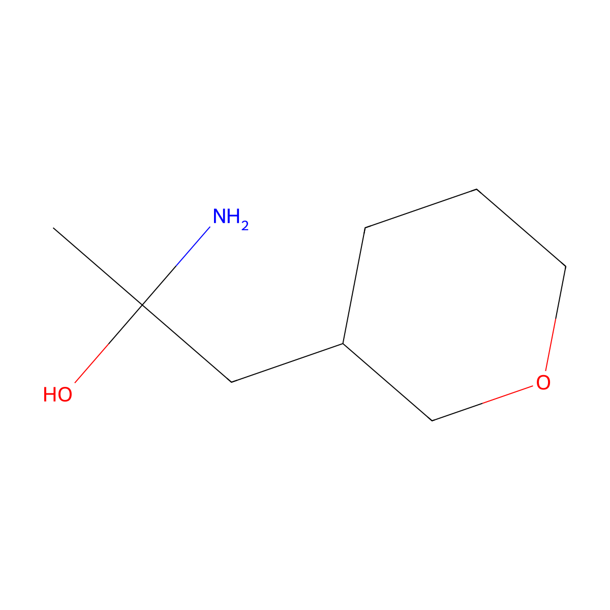 (S)-2-Amino-1-((R)-tetrahydro-2H-pyran-3-yl)propan-2-ol molecular structure, CAS 1093869-16-9