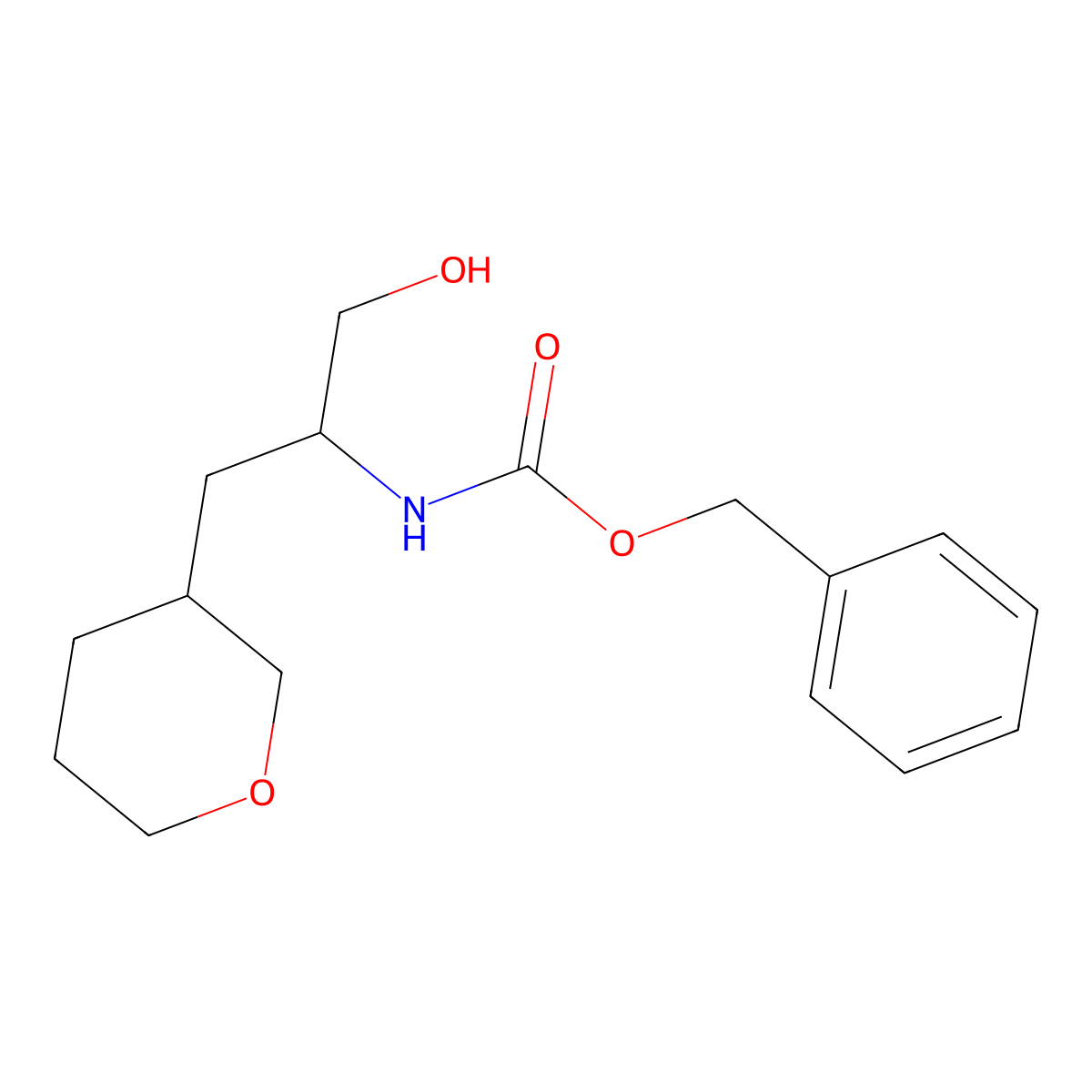 Benzyl ((S)-1-hydroxy-3-((R)-tetrahydro-2H-pyran-3-yl)propan-2-yl)carbamate molecular structure, CAS 1093869-17-0