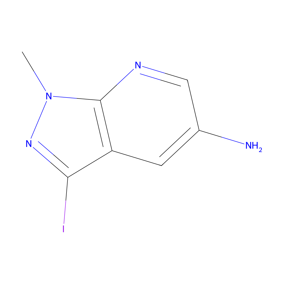 5-Amino-1-methyl-3-iodo-1H-pyrazolo[3,4-B]pyridine molecular structure, CAS 1093871-50-1