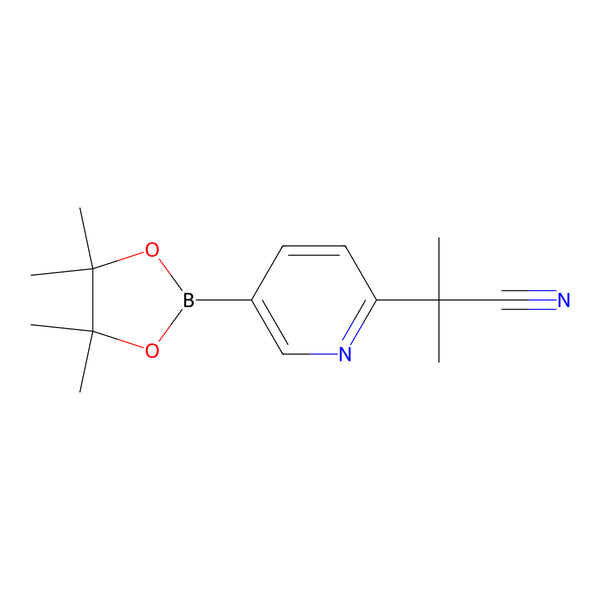 2-Methyl-2-(5-(4,4,5,5-tetramethyl-1,3,2-dioxaborolan-2-yl)pyridin-2-yl)propanenitrile molecular structure, CAS 1093878-23-9