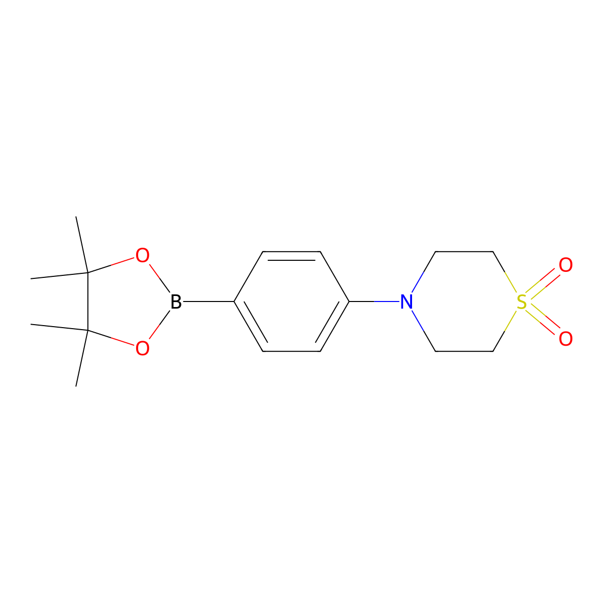 4-(4-(4,4,5,5-Tetramethyl-1,3,2-dioxaborolan-2-YL)phenyl)thiomorpholine 1,1-dioxide molecular structure, CAS 1093878-43-3