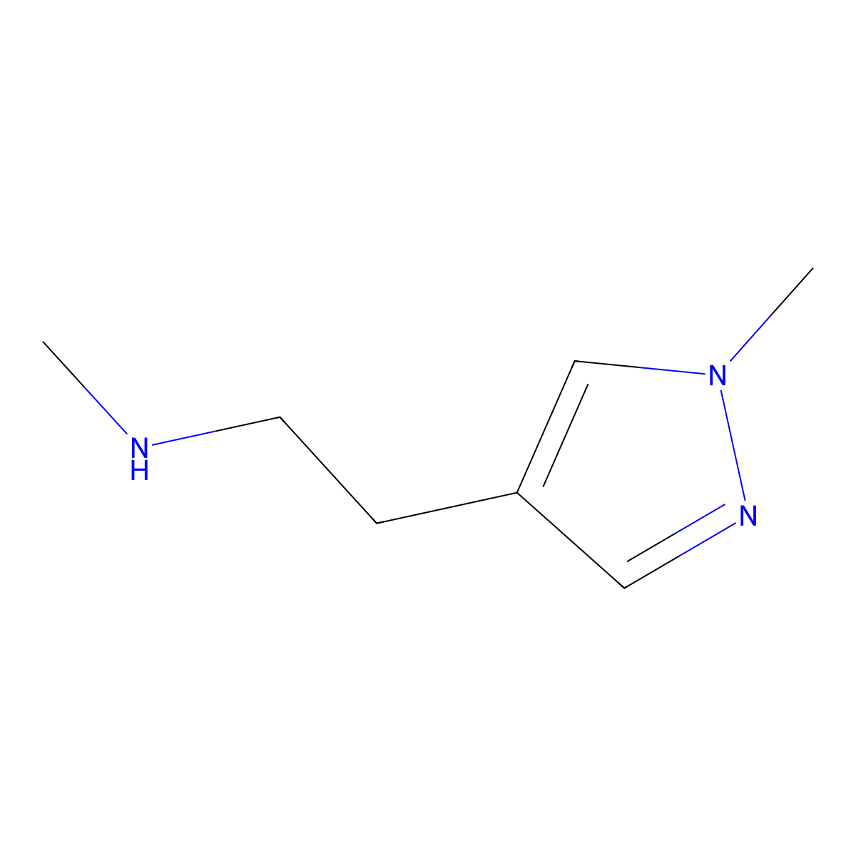 N-Methyl-2-(1-methyl-1H-pyrazol-4-yl)ethan-1-amine molecular structure, CAS 1093879-63-0