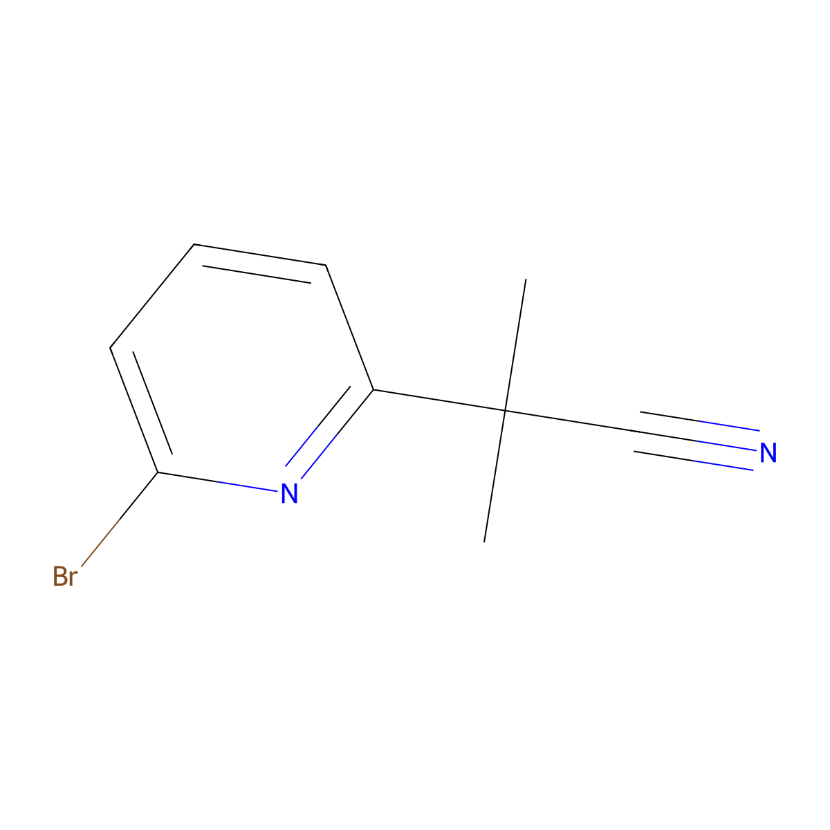 2-(6-Bromopyridin-2-yl)-2-methylpropanenitrile molecular structure, CAS 1093879-76-5