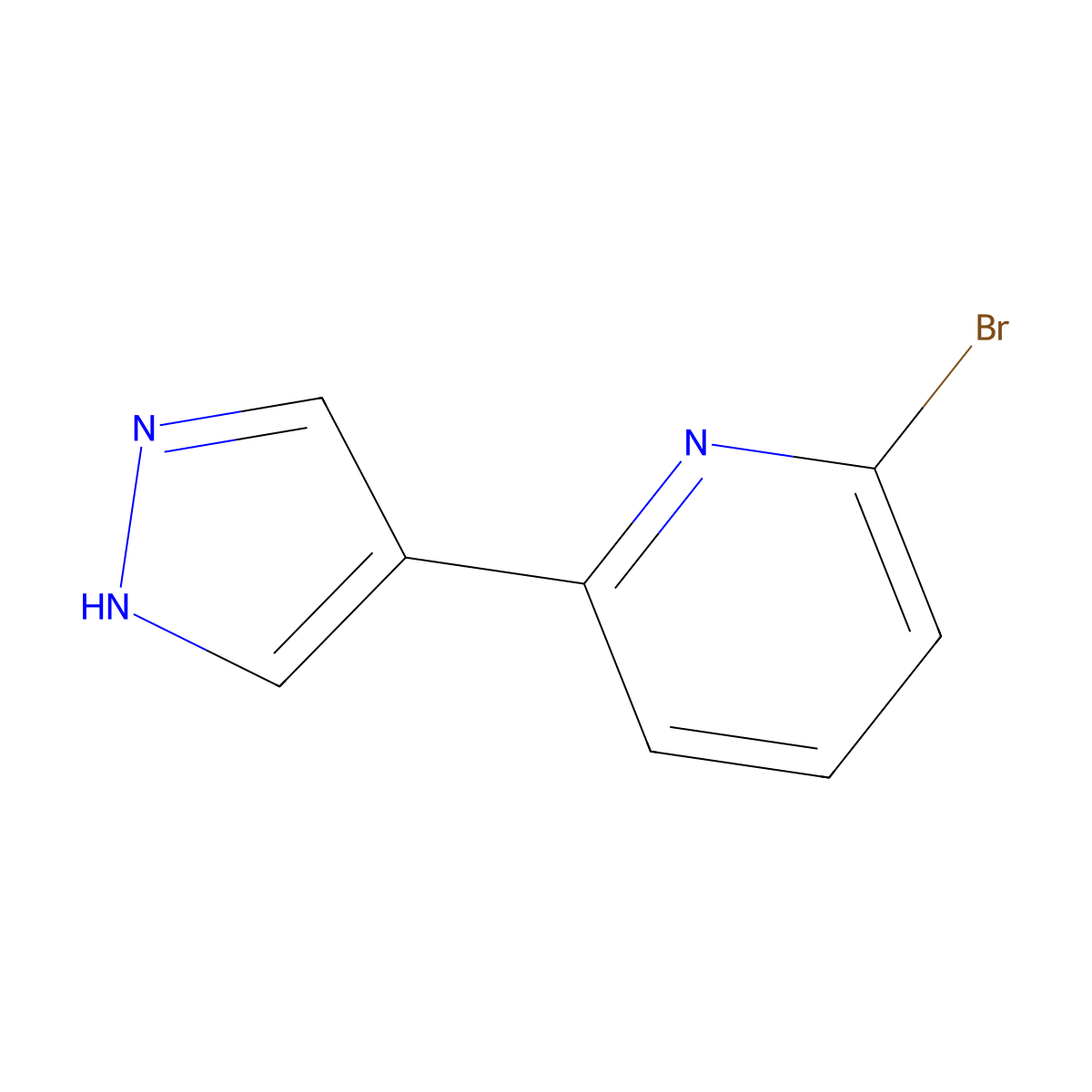 2-bromo-6-(1H-pyrazol-4-yl)pyridine molecular structure, CAS 1093879-85-6