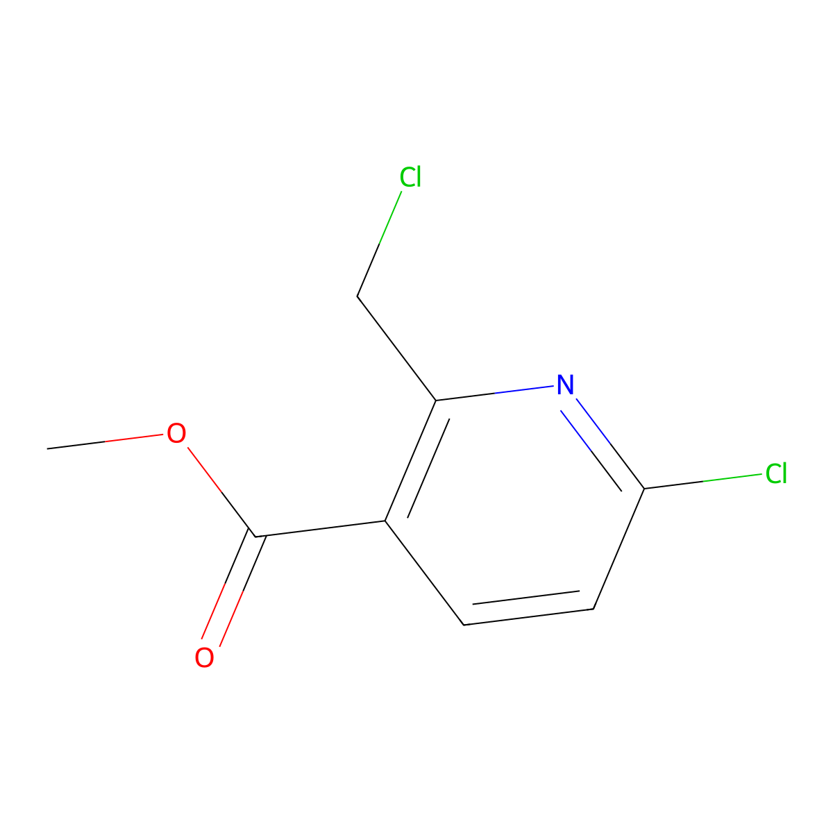 Methyl 6-chloro-2-(chloromethyl)pyridine-3-carboxylate molecular structure, CAS 1093879-99-2