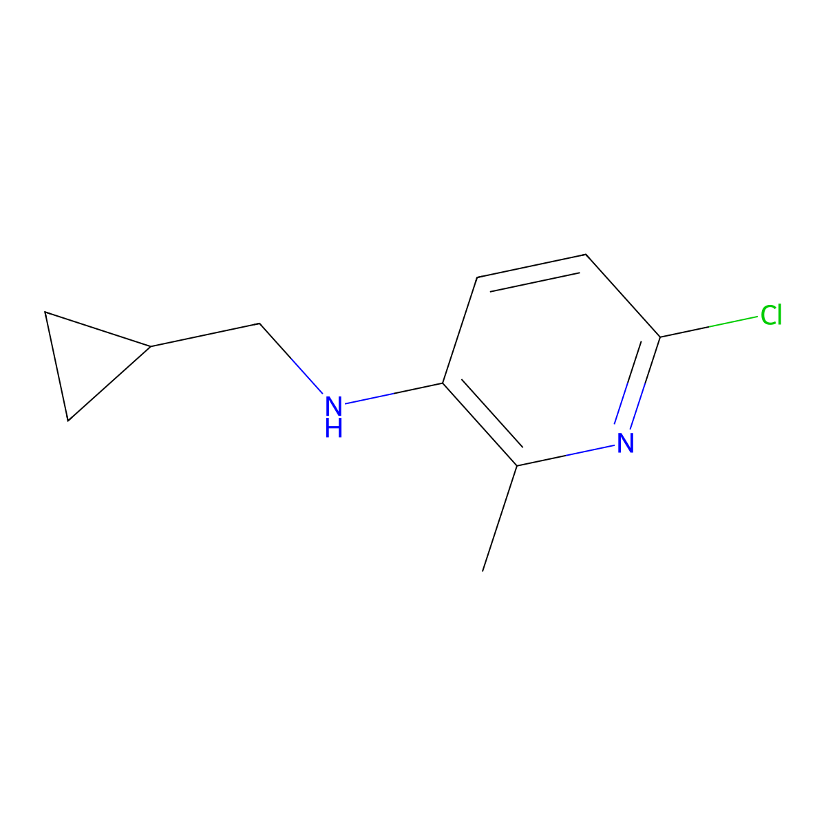 6-chloro-N-(cyclopropylmethyl)-2-methylpyridin-3-amine molecular structure, CAS 1093880-46-6