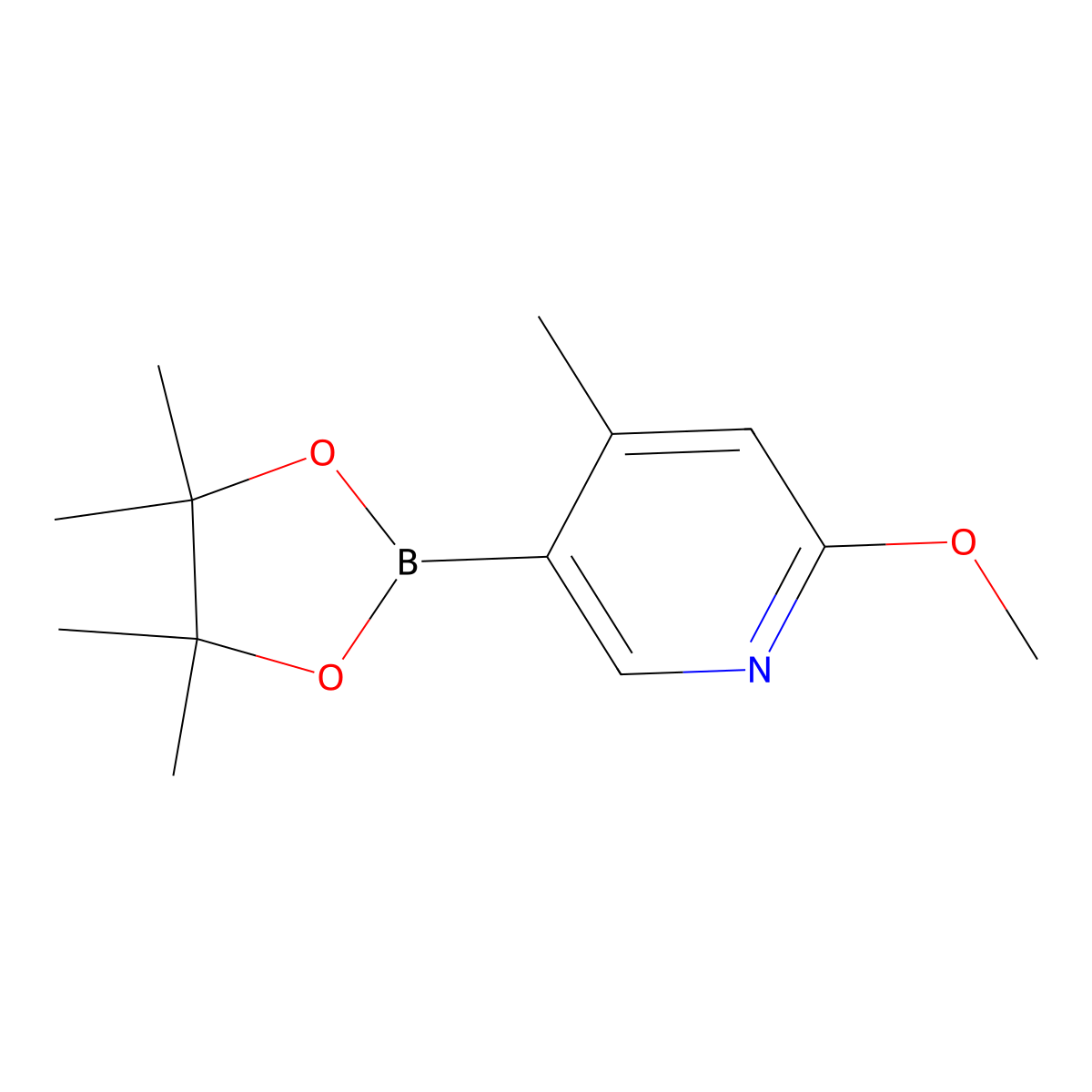 2-Methoxy-4-methyl-5-(4,4,5,5-tetramethyl-1,3,2-dioxaborolan-2-yl)pyridine molecular structure, CAS 1093951-66-6
