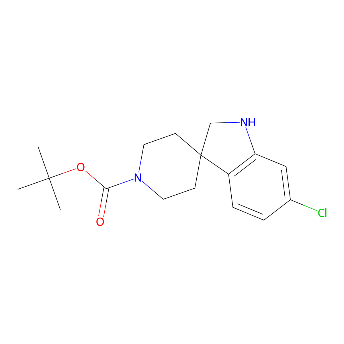 tert-Butyl 6-chlorospiro[indoline-3,4'-piperidine]-1'-carboxylate molecular structure, CAS 1093956-90-1