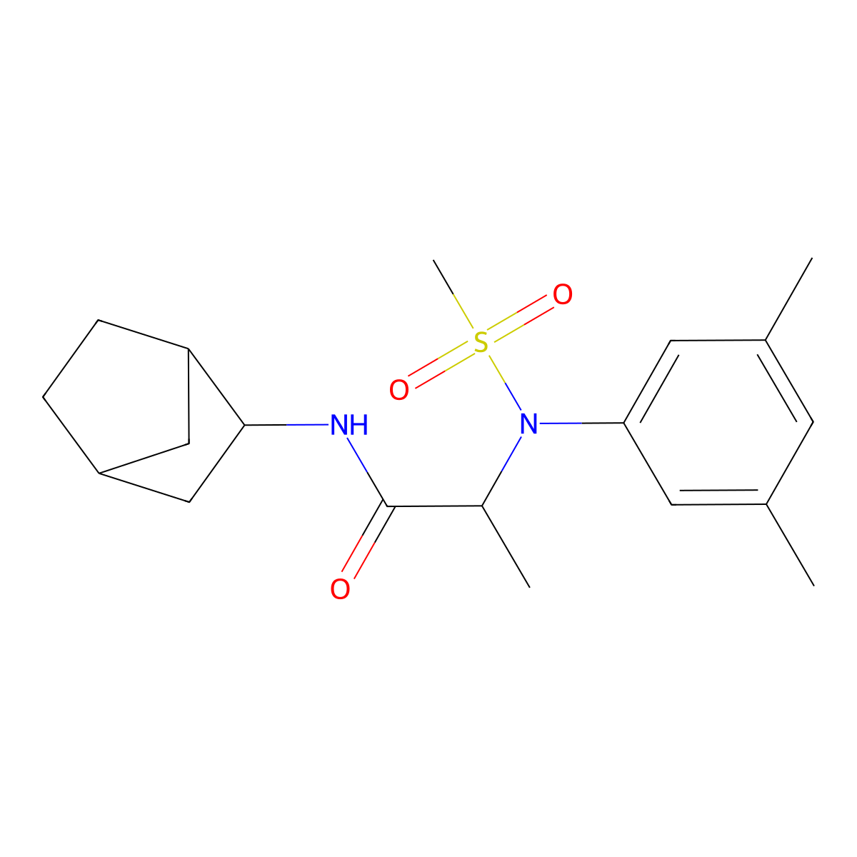 N-(3-bicyclo[2.2.1]heptanyl)-2-(3,5-dimethyl-N-methylsulfonylanilino)propanamide molecular structure, CAS 1093959-55-7