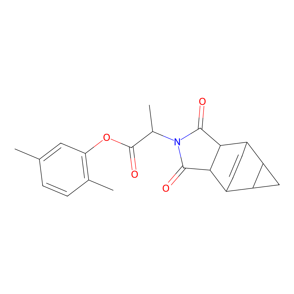 2,5-dimethylphenyl 2-(1,3-dioxooctahydro-4,6-ethenocyclopropa[f]isoindol-2(1H)-yl)propanoate molecular structure, CAS 1093959-60-4